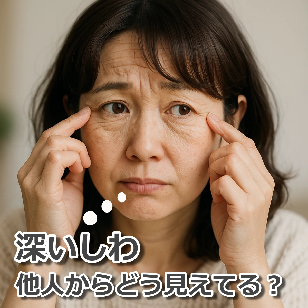 深いシワが気になる女性