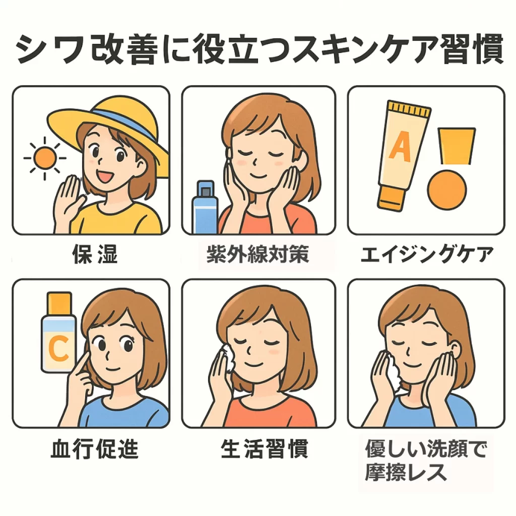 シワ改善に役立つスキンケア